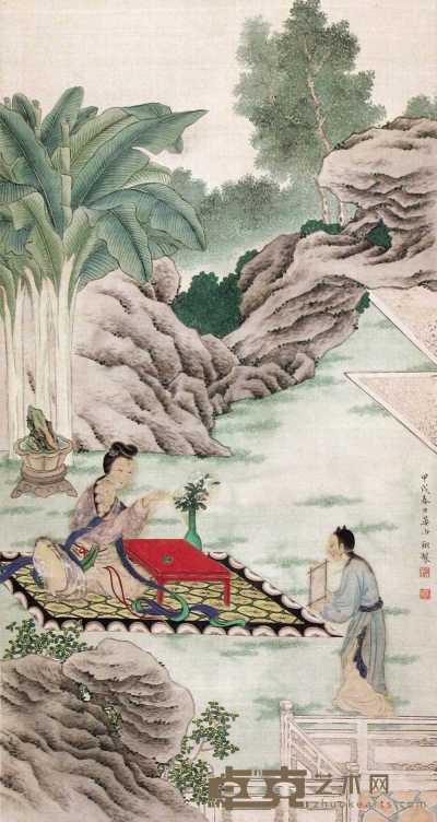 晏少翔 甲戌（1934年）作 人物 立轴 87×46cm